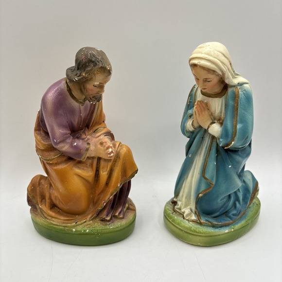 Other - Vintage Chalkware Mary & Joseph Nativity Figures 7" Tall